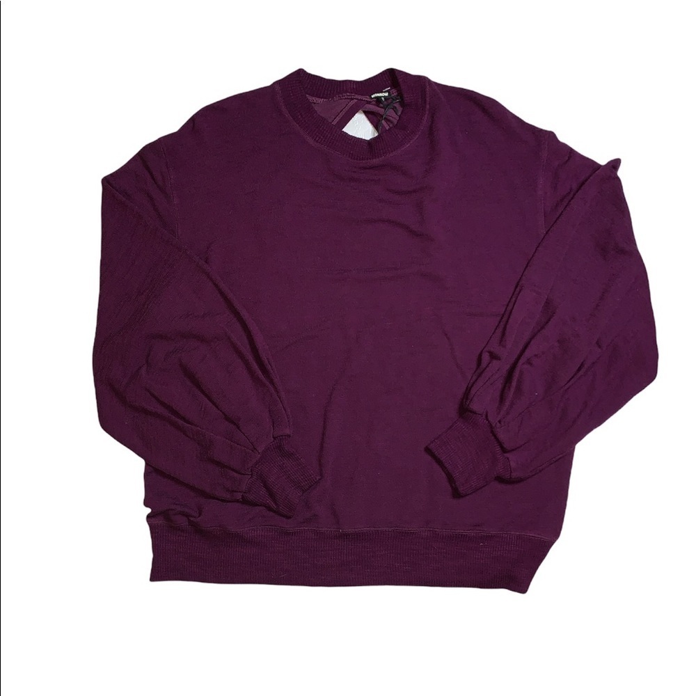 Monrow Supersoft Active Cut Out Back Sweatshirt in Merlot - Picture 3 of 7